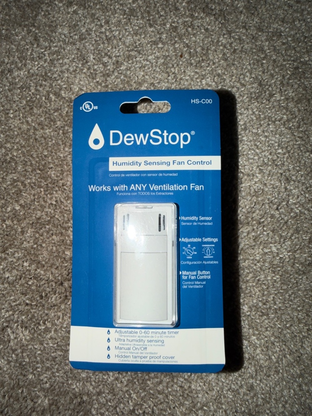 DewStop Humidity Sensing Fan Control - White